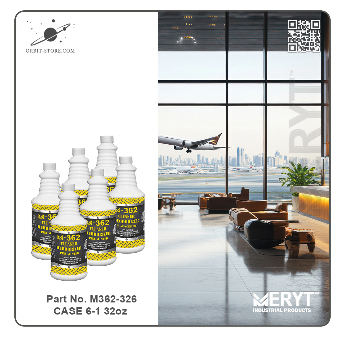 M362-326  Industrial Strength Floor Cleaner and Deodorizer  Concentrate - Pine Scent  Case of 6 x 32 oz