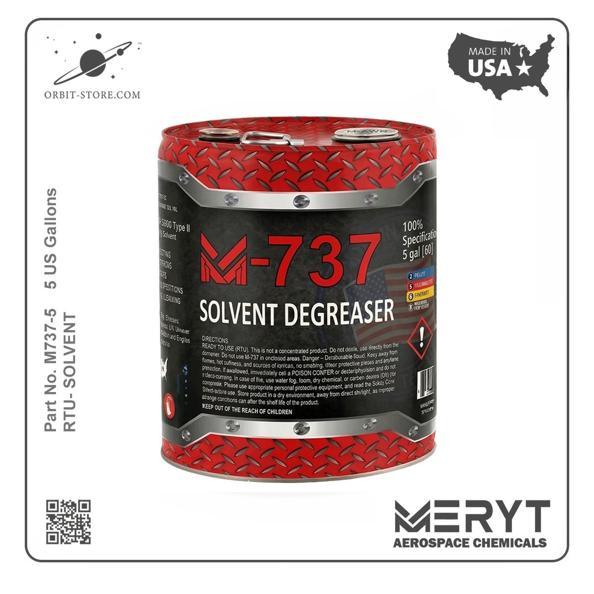 M737-5  DEGREASING SOLVENT MIL PRF 680 TYPE II  5 US Gallons 18.9 L