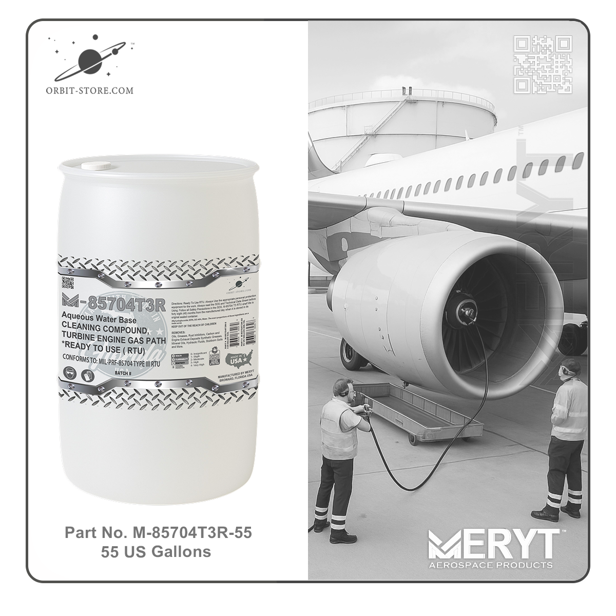 M85704T3R-55 Turbine Engine Cleaner MIL-PRF-85704C Type III RTU READY TO USE 55 US Gallons