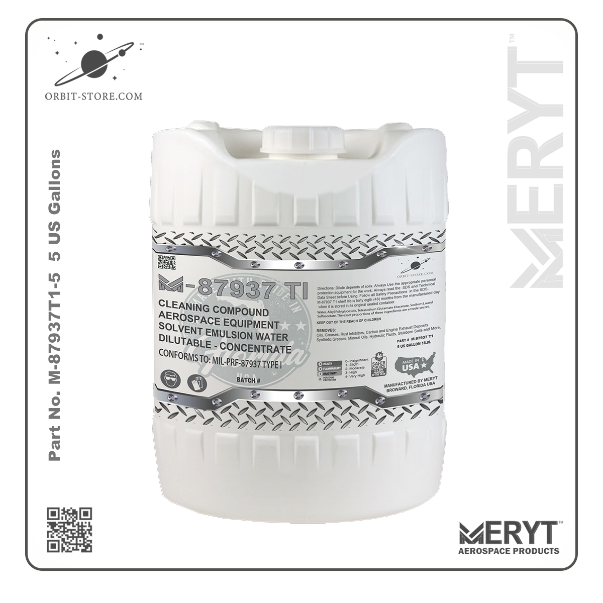 M87937T1-5   MIL-PRF-87937 Type I Solvent Emulsion Aircraft Cleaning Compound 5-Gallon