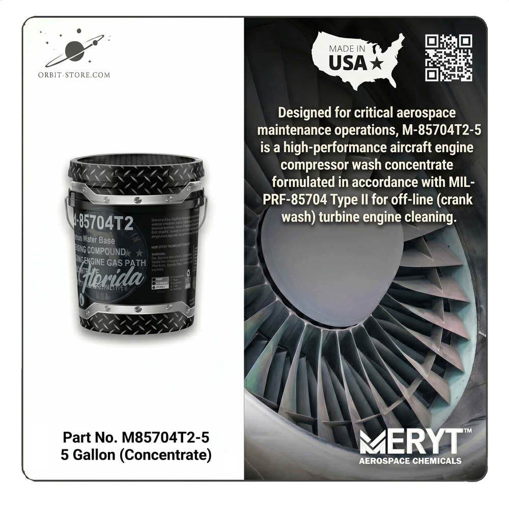 MIL-PRF-85704 Type II Aircraft Engine Compressor Wash – M-85704T2-5 Turbine Gas Path Cleaner (Concentrate)