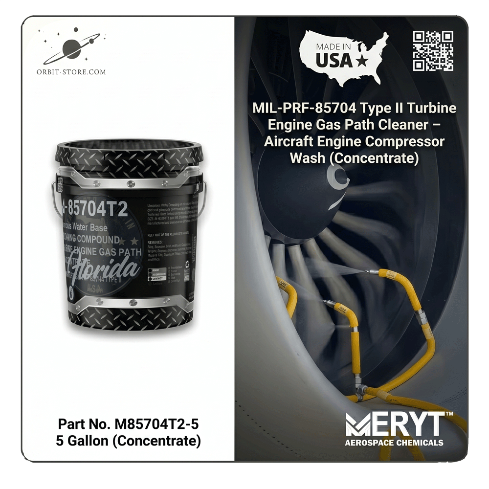 MIL-PRF-85704 Type II Aircraft Engine Compressor Wash – M-85704T2-5 Turbine Gas Path Cleaner (Concentrate)