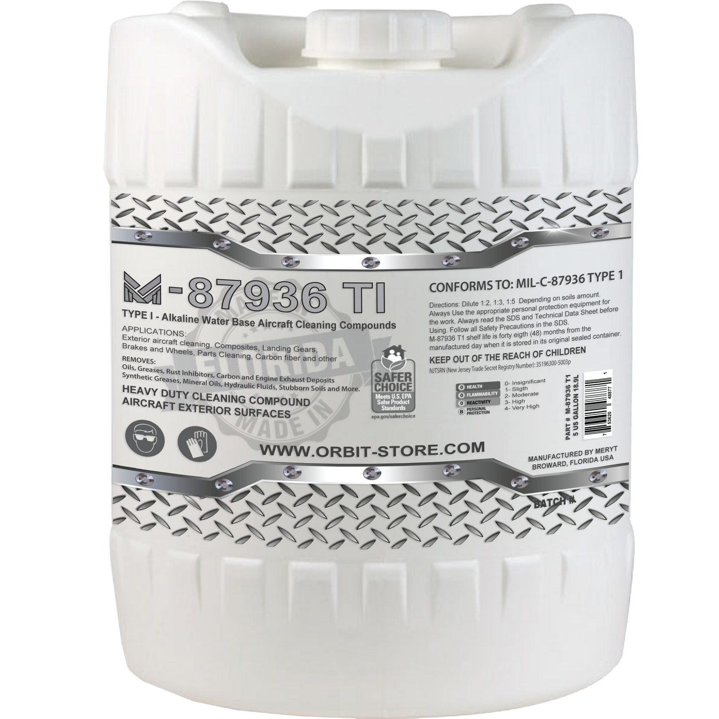 M-87936T1 Concentrated 5 US Gallons Aircraft Exterior Cleaning Compound MILPRF-87936 Type I